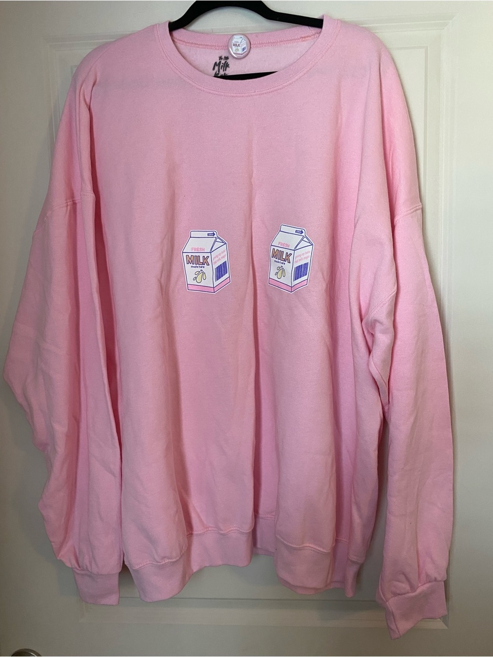 Pink Graphic Milk Carton Mother Crewneck Sweatshirt